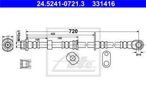 Bremseslange, Framaksel venstre, MITSUBISHI L200 / TRITON, L200 / TRITON Flak/chassi, PAJERO SPORT II, MN102533