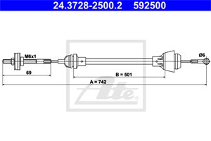 Kabel, clutchbetjening, SKODA FELICIA I, FELICIA Kombi I, FELICIA Pick-up I, VW CADDY Pick-up II, 008 039 256, 6U0 721 335