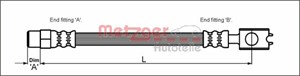 Bremseslange, Bakre venstre, Høyre bak, AUDI A8 D2, 4D0 611 775G