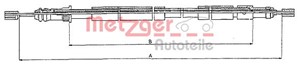 Kabel, parkeringsbremse, Bak, Høyre bak, Høyre, PEUGEOT 306, 306 Halvkombi, 4745.A0, 4745.A2, 96190725, 9622435080