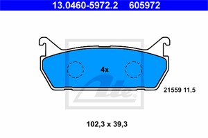 Bremseklosser sett, Bakaksel, DAIHATSU,MAZDA,SUZUKI, 04492-87101-000, 04492-87102-000, 55800-62G01, 55800-62G11, BWYH-26-43Z, E0Y8-26-43