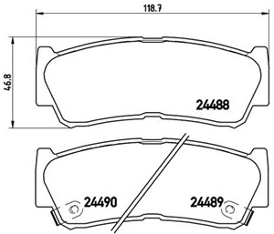 Bremseklosser sett, Bakaksel, HYUNDAI H-1 / STAREX Buss, H-1 Flak/chassi, H-1 Skåp, SANTA FÉ II, SANTA FÉ Skåp/SUV II, 50370V2100, 50470