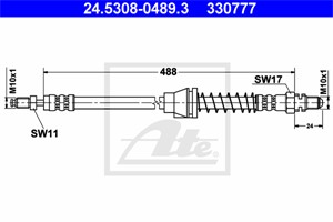 Bremseslange, Foran, Høyre, FORD KA, KA Van, 1029545, 1035270, 97KB-2078-CB