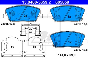Bremseklosser sett, Framaksel, HYUNDAI,KIA, 58101-2TA61, 58101-A6A70, 58101-A7A20