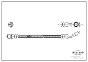 Bremseslange, Bakaksel, Hjulside, AUDI A4 B5, A4 B5 Avant, A4 B6 Avant, A4 B6 Cabriolet, 8D0611775F, 8D0611775G, 8D0611775J