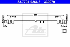 Bremseslange, Bakaksel, VOLVO XC90 I, XC90 VAN I, 30637472, 30714993, 30792534, 31257711