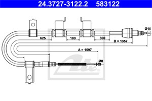Kabel, parkeringsbremse, Bakre venstre, HYUNDAI GETZ, 59760-1C800