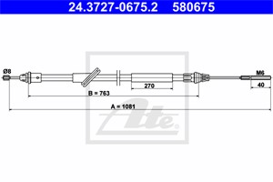 Kabel, parkeringsbremse, Foran, FORD MAVERICK, 4531049, 4548078, 4660149, 4691068, 5L84-2853-AB, 5L84-2853-BB