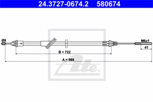 Kabel, parkeringsbremse, Foran, FORD MAVERICK, 3L84-2853-CA, 4086100, 4532486, YL8Z-2853-CA
