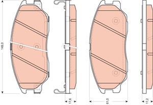 Bremseklosser sett, Framaksel, HYUNDAI TERRACAN, 58101-39A60, 58101-H1A80