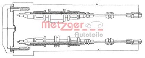 Kabel, parkeringsbremse, Bak, OPEL ASTRA F, ASTRA F Cabriolet, ASTRA F Halvkombi, KADETT E, KADETT E Halvkombi, 522532, 522577, 90279542
