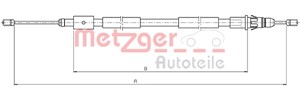 Kabel, parkeringsbremse, Bakre venstre, CITROËN XSARA PICASSO, 4745.W0, 4745.Z5, 9643731880