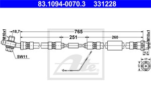 Bremseslange, Bak, LAND ROVER RANGE ROVER III, SHB000021, SHB500170