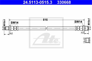 Bremseslange, Bakaksel, MERCEDES-BENZ VITO Buss [W638], VITO Skåp [W638], V-KLASS [638/2], 638 428 10 35, 638 428 21 35, A 638 428 10 35