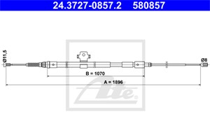Kabel, parkeringsbremse, Høyre bak, PEUGEOT 308 II, 308 Skåp/halvkombi, 308 SW II, 308 SW Skåp / kombi II, 96 784 192 80