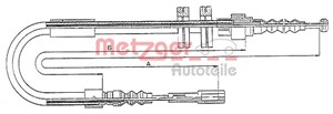Kabel, parkeringsbremse, Bak, Høyre bak, Høyre, AUDI 200 C3 Avant, 200 C3 Sedan, 443 609 722