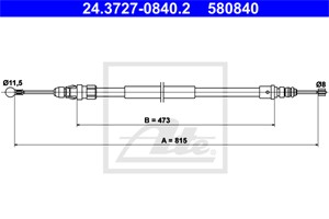 Kabel, parkeringsbremse, Bakre venstre, PEUGEOT 607, 4745 X6