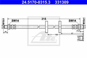 Bremseslange, Bakaksel, Framaksel, AUDI,SEAT,VW, 110 634, 171 611 701 G, 171 611 701 H, 171 611 701 L, 175 611 701 A, 191 611 701, 321 6