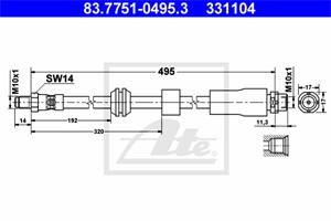 Bremseslange, Framaksel, BMW 5 [E60], 5 Touring [E61], 34 32 6 768 124