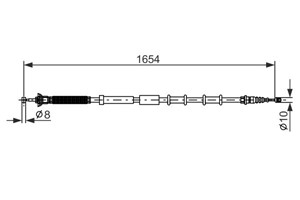 Kabel, parkeringsbremse, Venstre, ABARTH GRANDE PUNTO, PUNTO, ALFA ROMEO MITO, FIAT GRANDE PUNTO, PUNTO, PUNTO EVO, PUNTO Skåp/halvkombi