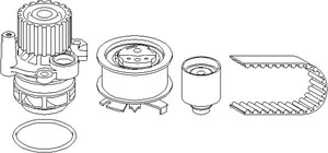 Vannpumpe + registerreimssett, AUDI,SEAT,SKODA,VW, 038 121 011GS, 867 513 031 F