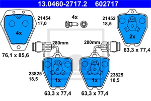 Bremseklosser sett, Framaksel, AUDI 100 C4 Avant, 100 C4 Sedan, A6 C4, A6 C4 Avant, A8 D2, 4A0 698 151 B, 4A0 698 151 D, 4D0 698 151 B,