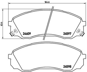 Bremseklosser sett, Framaksel, HYUNDAI H-1 Cargo, H-1 Travel, KIA CARNIVAL / GRAND CARNIVAL III, 581014DE00, 581014HA00, 581014HA01, 581