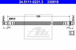 Bremseslange, Bak, Bakaksel, Ytre, Ved bremsekaliper, NISSAN,OPEL,RENAULT,VAUXHALL, 44 12 727, 44 18 515, 46213-00QAC, 82 00 003 481, 82