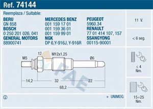Glødeplugg, Framaksel venstre, DAEWOO,MERCEDES-BENZ,SSANGYONG, 001 159 00 01, 001 159 17 01, 001 159 36 01, 001 159 96 01, 001 159 99 01