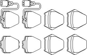 Bremseklosser sett, Framaksel, AUDI A6 C5, A6 C5 Avant, VW PASSAT B5.5, PASSAT B5.5 Variant, 4B0 698 151L, 4B0 698 151S, 4B3 698 151, 4B