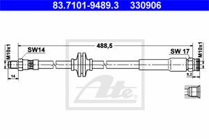 Bremseslange, Bakaksel, CITROËN,FIAT,PEUGEOT, 1367815080, 16 174 327 80, 4806 H4, 4806 P6, 51782767