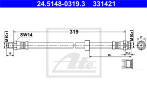 Bremseslange, Bakaksel, FORD TOURNEO CONNECT, TRANSIT CONNECT, 1473214, 2T14-2282-CA, 4510813, 7T16-2282-CA