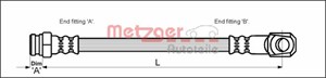 Bremseslange, Foran høyre, Foran venstre, MERCEDES-BENZ MB Buss [W631], MB Flak/chassi [W631], MB Skåp [W631], 631 428 00 35, 6314280035