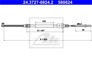Kabel, parkeringsbremse, Bakre venstre, PEUGEOT 406, 406 Break, 4745 H1