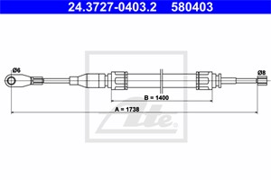 Kabel, parkeringsbremse, Foran, MERCEDES-BENZ 123 Sedan [W123], 123 T-Model [S123], 123 420 02 85, A 123 420 02 85