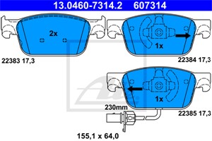 Bremseklosser sett, Framaksel, AUDI A4 Allroad B9, A4 B9, A4 B9 Avant, A5, A5 Cabriolet, A5 Sportback, 8W0 698 151 AF, 8W0 698 151 AG, 8