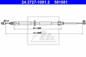 Kabel, parkeringsbremse, Bak, RENAULT MEGANE Combi Van III, MEGANE Grandtour III, 36 40 000 05R