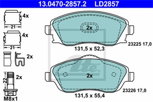 Bremseklosser sett, Framaksel, OPEL,VAUXHALL, 16 05 081, 16 05 092, 16 05 964, 16 05 974, 9200108, 93172261, 93176114, 93184269