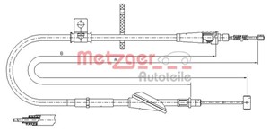 Kabel, parkeringsbremse, Bak, Høyre, OPEL AGILA, 09211155, 4706688, 54410-84E00, 9211155