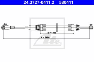 Kabel, parkeringsbremse, Foran, MERCEDES-BENZ 124 Sedan [W124], 124 T-Model [S124], E-KLASS [W124], E-KLASS T-Model [S124], 124 420 10 8