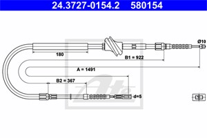 Kabel, parkeringsbremse, Bak, AUDI 100 C4 Avant, 100 C4 Sedan, A6 C4, A6 C4 Avant, 4A0 609 721 D