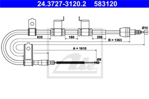 Kabel, parkeringsbremse, Bakre venstre, HYUNDAI GETZ, 59760-1C300