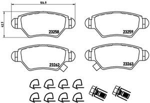Bremseklosser sett, Bakaksel, CHEVROLET,OPEL,VAUXHALL, 09117717, 09195685, 09198598, 1605025, 1605037, 1605039, 1605040, 1605093, 160510
