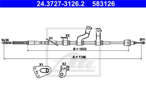 Kabel, parkeringsbremse, Bakre venstre, HYUNDAI i30, i30 Coupé, i30 Hatchback Van, i30 Kombi, i30 Kombi Van, 59760-A6300
