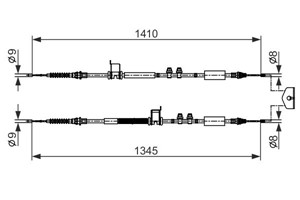 Kabel, parkeringsbremse, Senter, FORD ECOSPORT, 1801942, 1850157, CN152A603AB