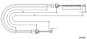 Kabel, parkeringsbremse, Bakre venstre, Høyre bak, DACIA LOGAN, RENAULT LOGAN I, 6001 547 169, 8200 380 738