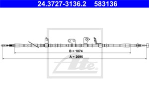 Kabel, parkeringsbremse, Høyre bak, HYUNDAI GRAND SANTA FÉ, SANTA FÉ III, SANTA FÉ Skåp/SUV III, 59770-2W500