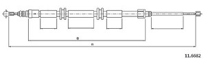 Kabel, parkeringsbremse, Bak, Bakre venstre, Høyre bak, Høyre, Venstre, RENAULT KANGOO / GRAND KANGOO II, KANGOO BE BOP, 8200 577 789, 8