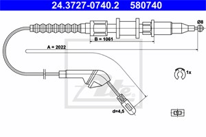 Kabel, parkeringsbremse, Høyre bak, OPEL VECTRA A, VECTRA A Halvkombi, 5 22 598, 5 22 621, 90375404, 90495224