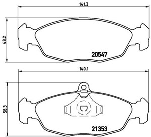 Bremseklosser sett, Framaksel, CHEVROLET,DAEWOO,JAGUAR,OPEL,VAUXHALL, 11046148, 11046948322, 11046948372, 1605087, 1605455, 1605810, 160